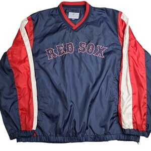 Boston Red Sox V Neck Pullover Jacket Size‎ XL Lightweight MLB Authentic